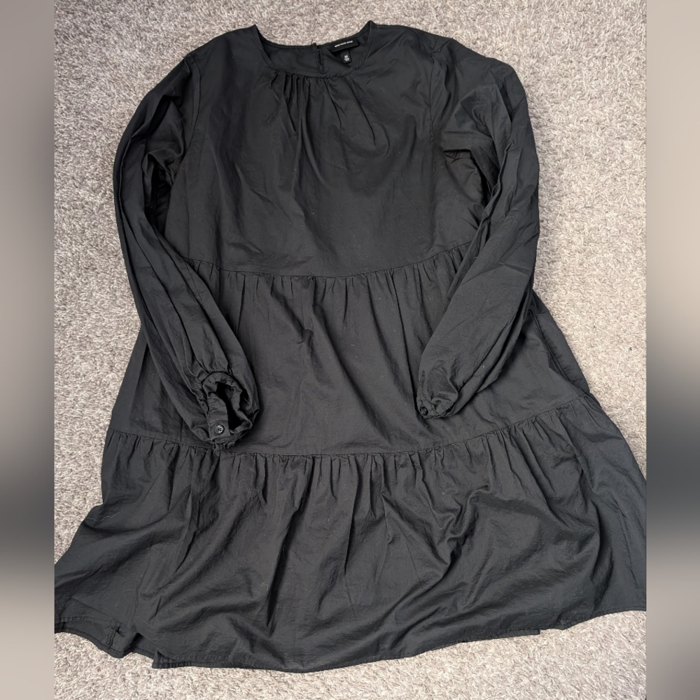 Who What Wear Black Long Sleeve Tiered Dress